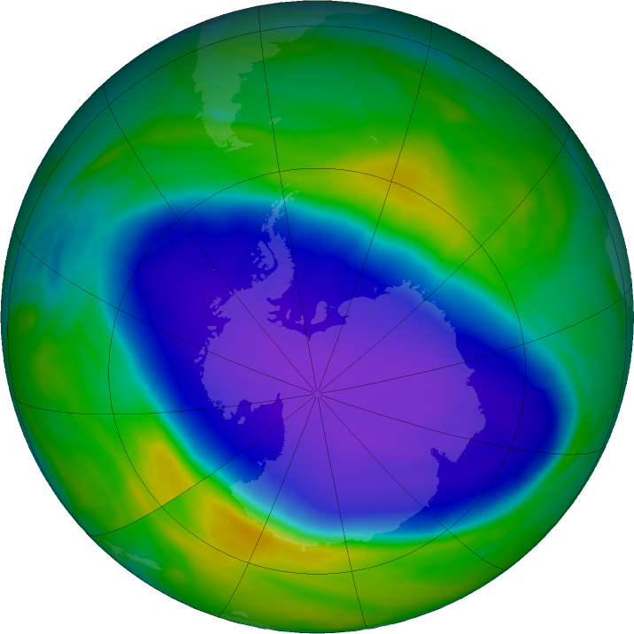 Antarctic ozone map for 10 October 2022